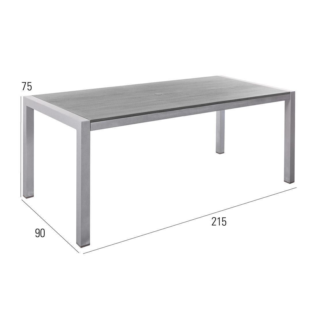 Hagebord Kennedy aluminium/Resysta 215x90 cm MBM detalj av bordplate