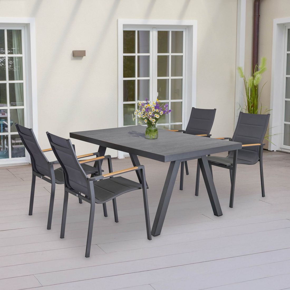Hagebord Keramo aluminium/keramikk 200x100 cm sideprofil