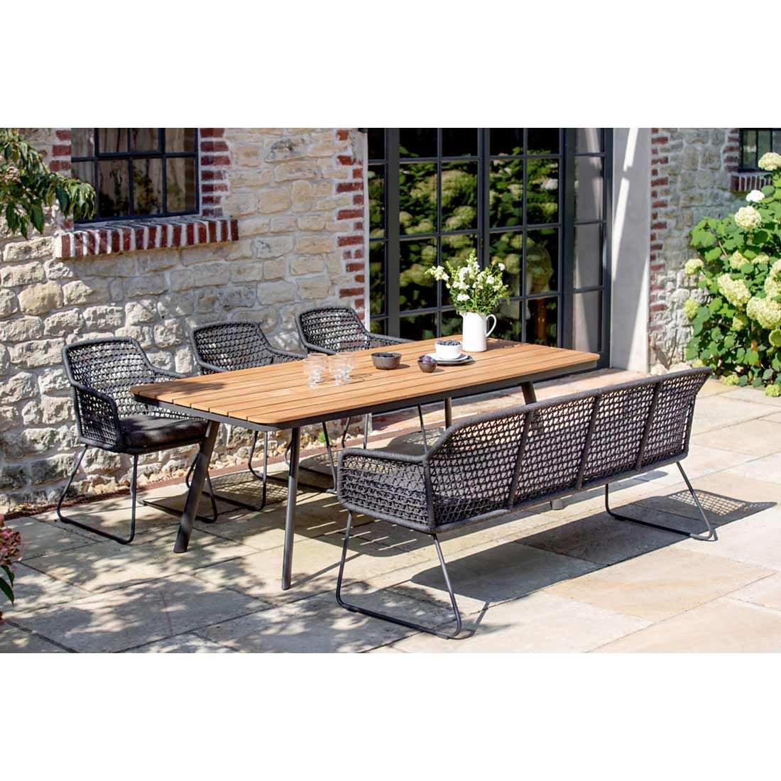 Hagebord Kubu 220x95 cm aluminium/teak bakside