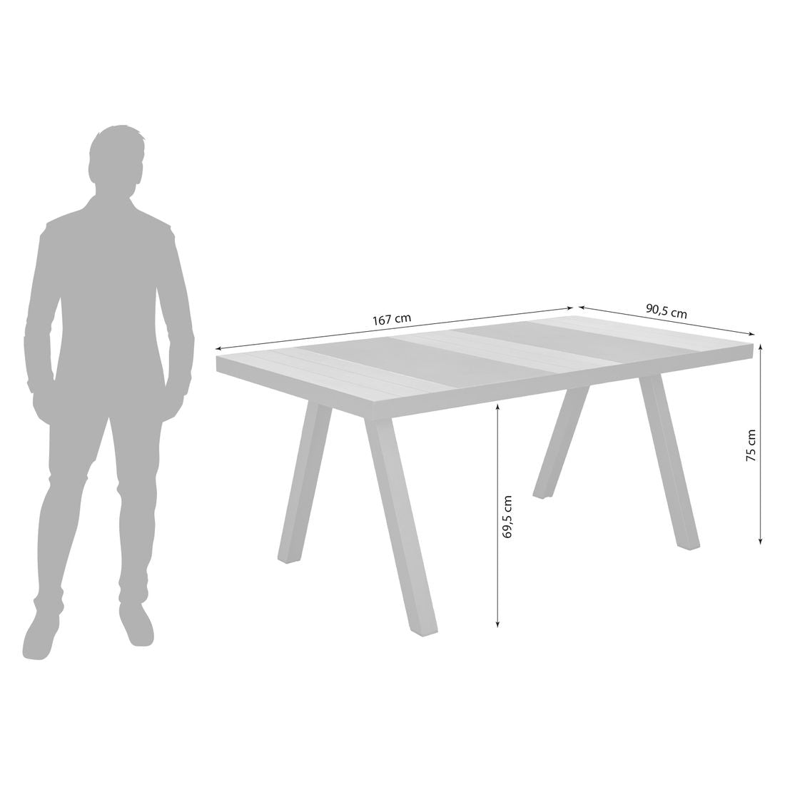 Hagebord Kumasi aluminium teak keramikk detalj av bordplate
