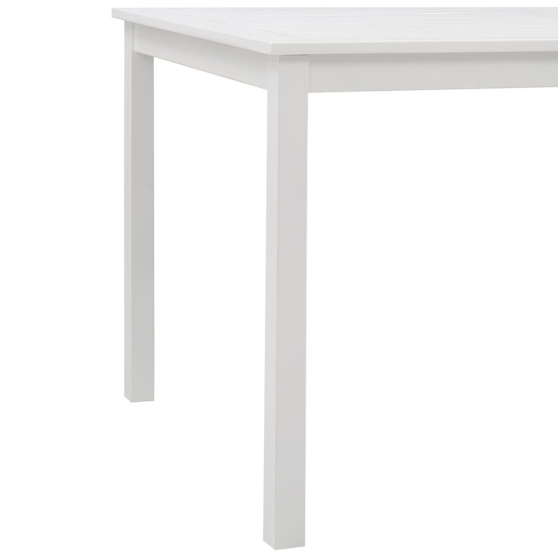 Nærbilde av trebordplate på Hagebord Landhaus 150x80cm akasie hvit
