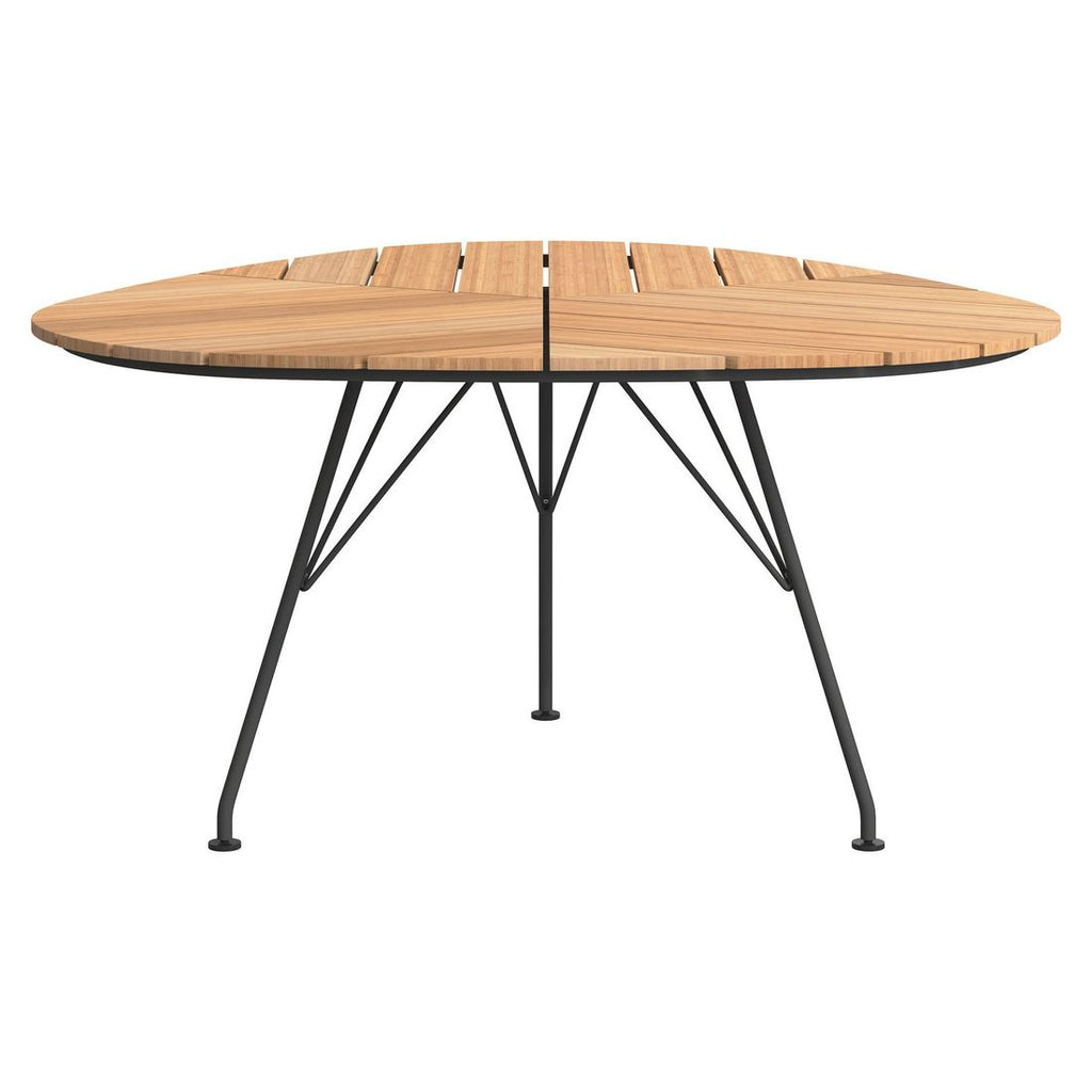 Nærbilde av bambusbordplate på Hagebord Leaf 146x146cm stål/bambus