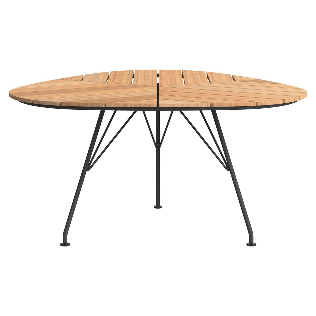 Nærbilde av bambusbordplate på Hagebord Leaf 146x146cm stål/bambus