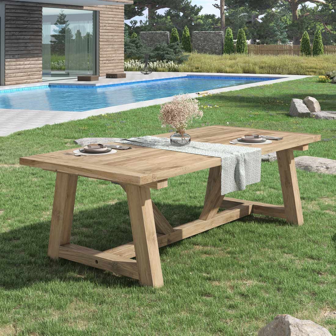 Hagebord Marbella 240x110cm resirkulert teak - OUTLIV bakside