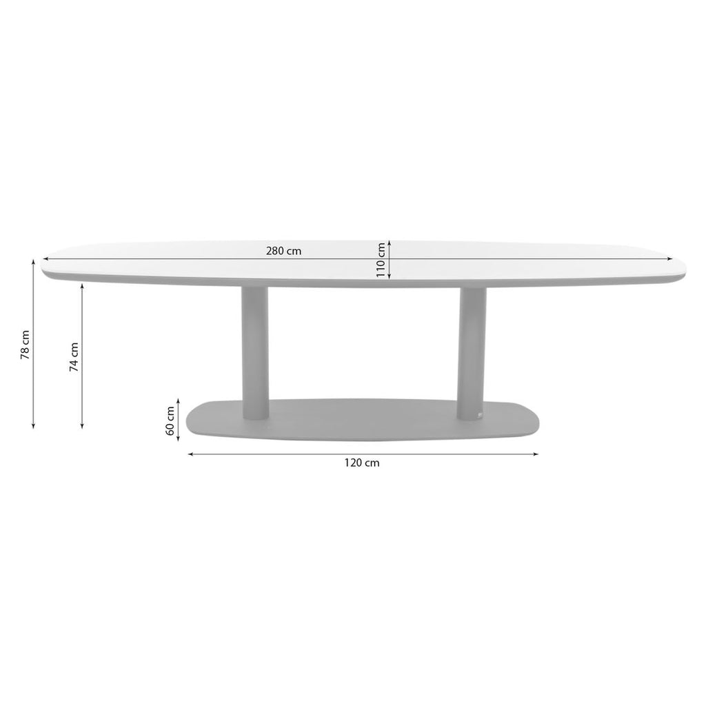 Hagebord Melville aluminium og sinterstone 280x110 cm Apple Bee montert på terrasse