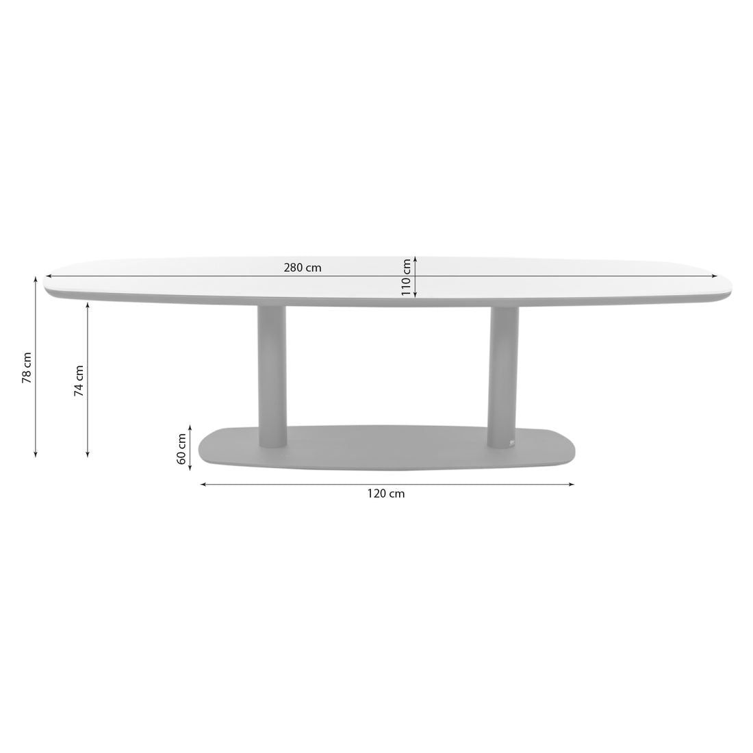 Hagebord Melville aluminium og sinterstone 280x110 cm Apple Bee montert på terrasse