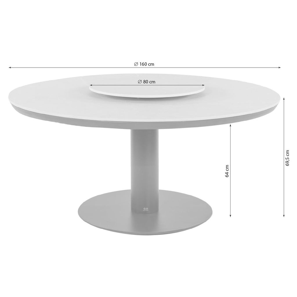 Hagebord Melville low dining Ø160 cm aluminium/keramikk montert i hage