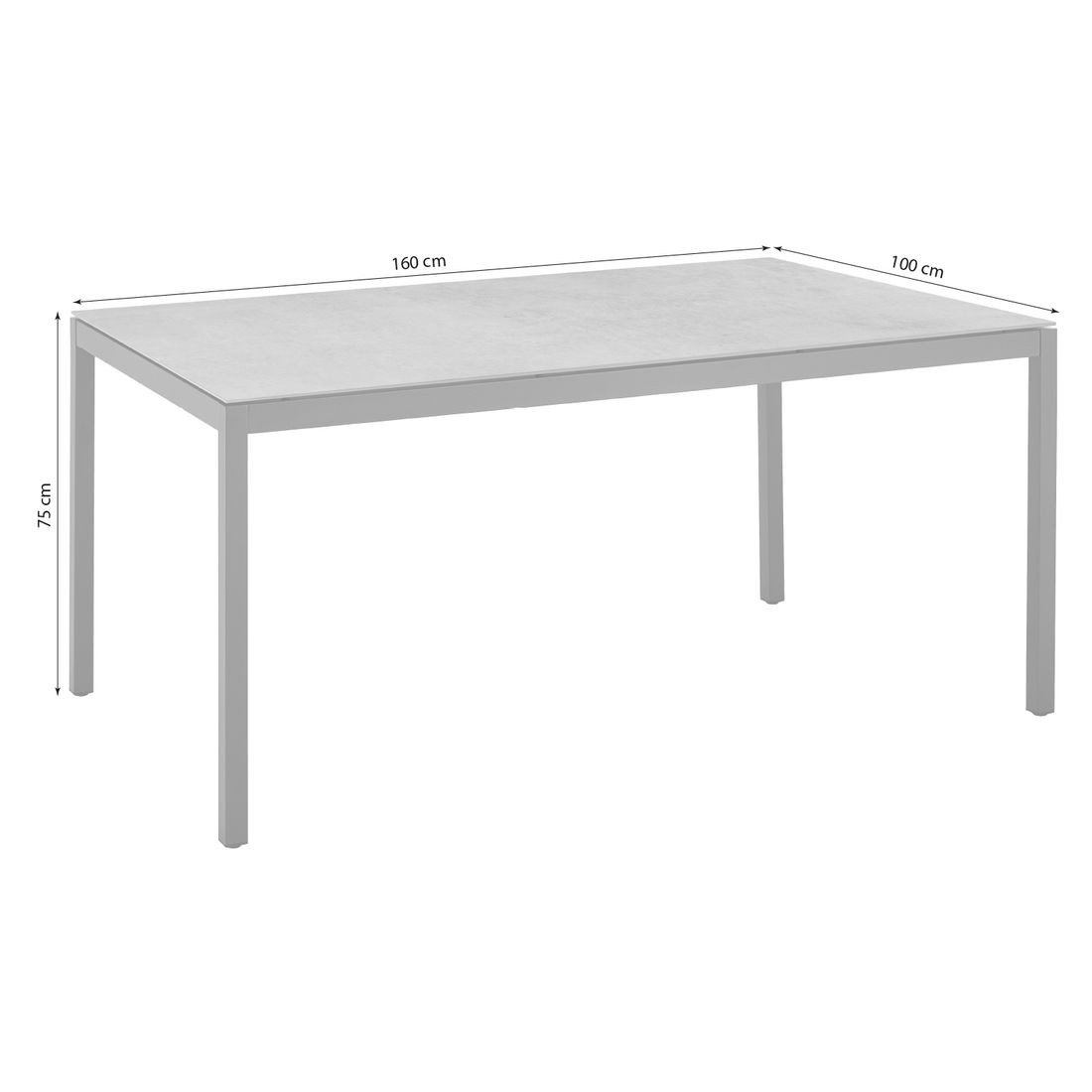Bakside av Hagebord Mia aluminium/keramikk 160x100 cm