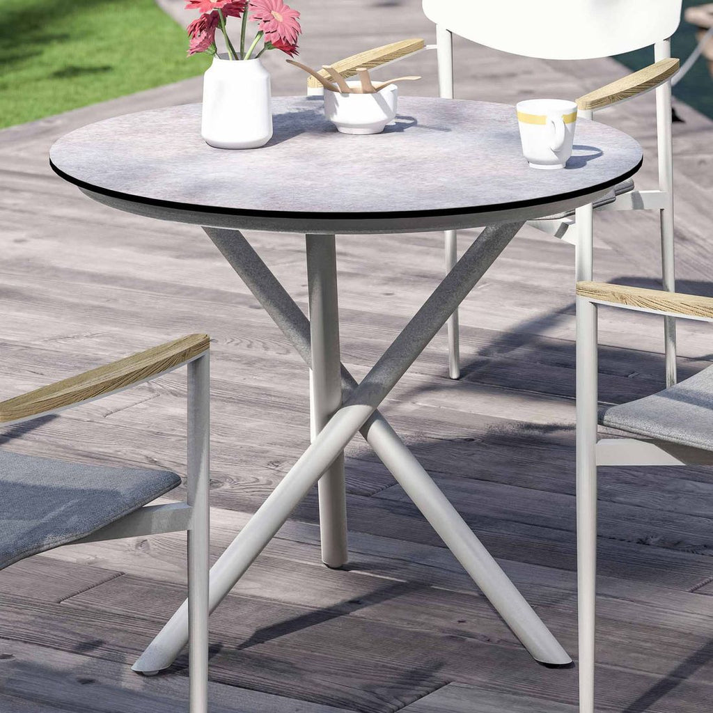 Hagebord Mikado Ø110 cm aluminium HPL Zebra bakside