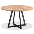 Hagebord Milan Ø125cm aluminium/teak forfra