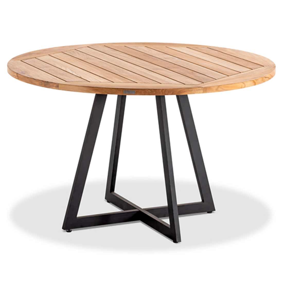 Hagebord Milan Ø125cm aluminium/teak forfra