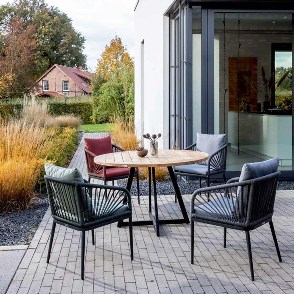 Hagebord Milan Ø125cm aluminium/teak bakside