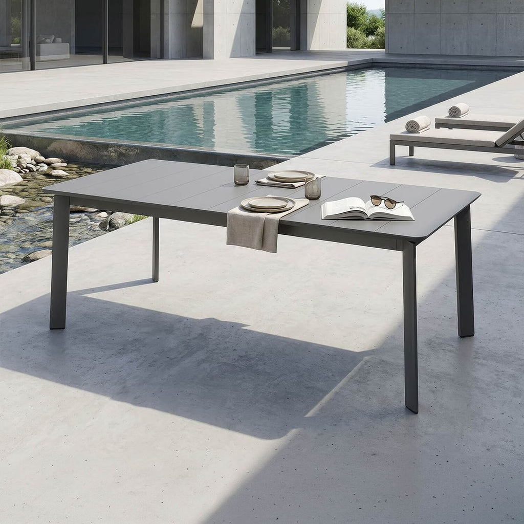 Hagebord Milano 220x100 cm aluminium antrasitt bakside