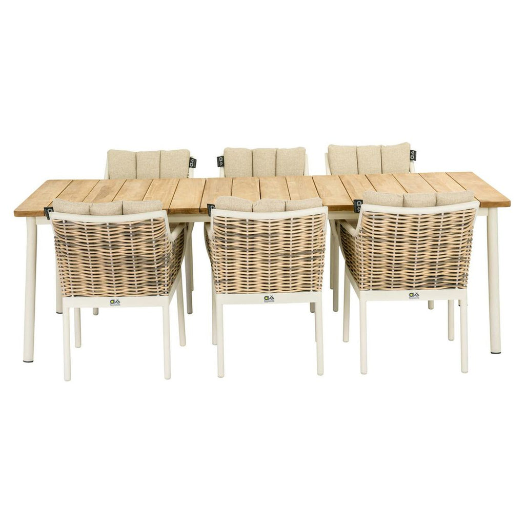 Montert Hagebord Milou aluminium og teak 240x100 cm på terrasse