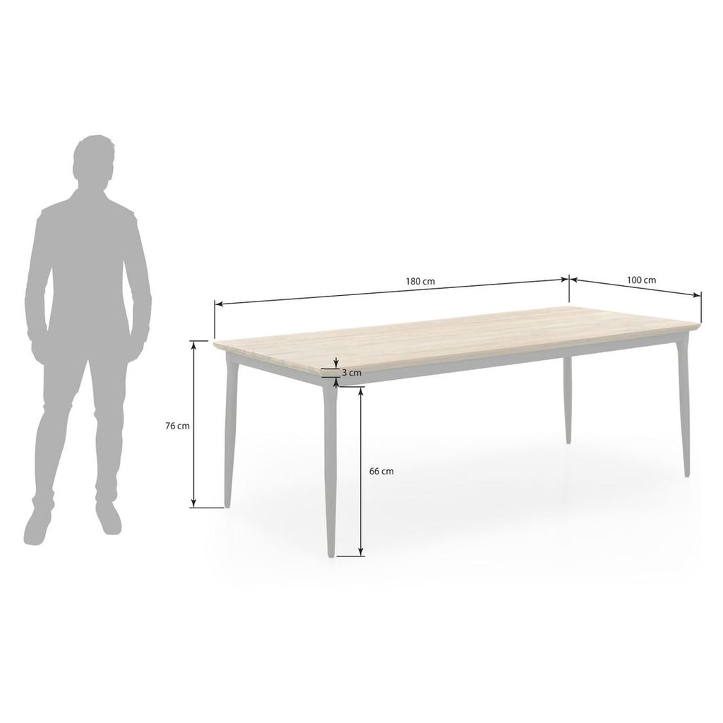 Hagebord Monet aluminium og resirkulert teak sett bakfra