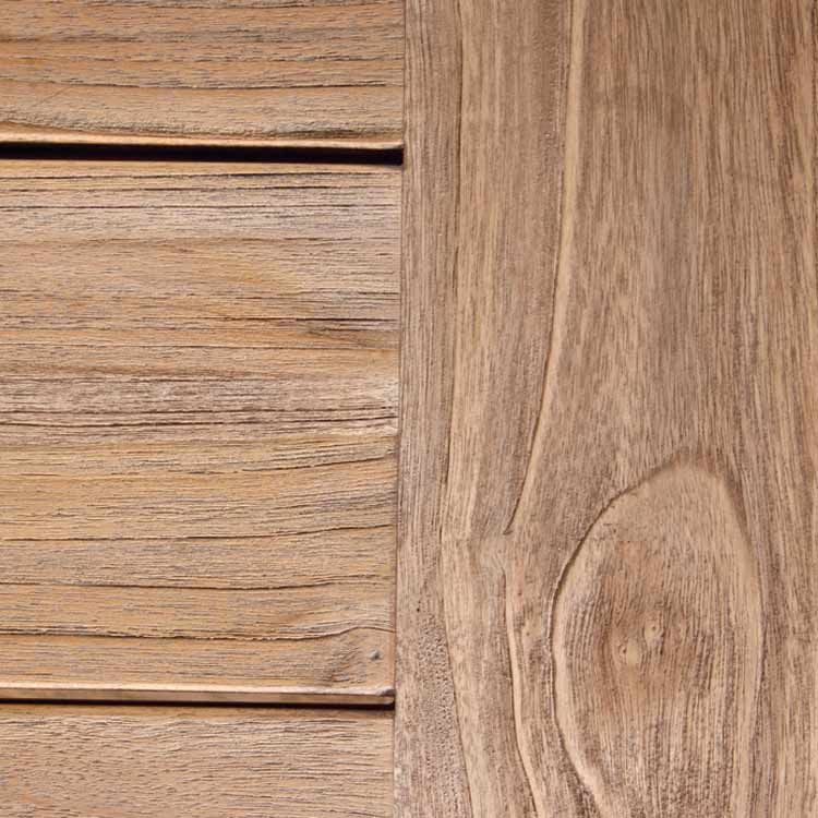 Hagebord Moretti resirkulert teak 180x100 cm detalj av bordplate