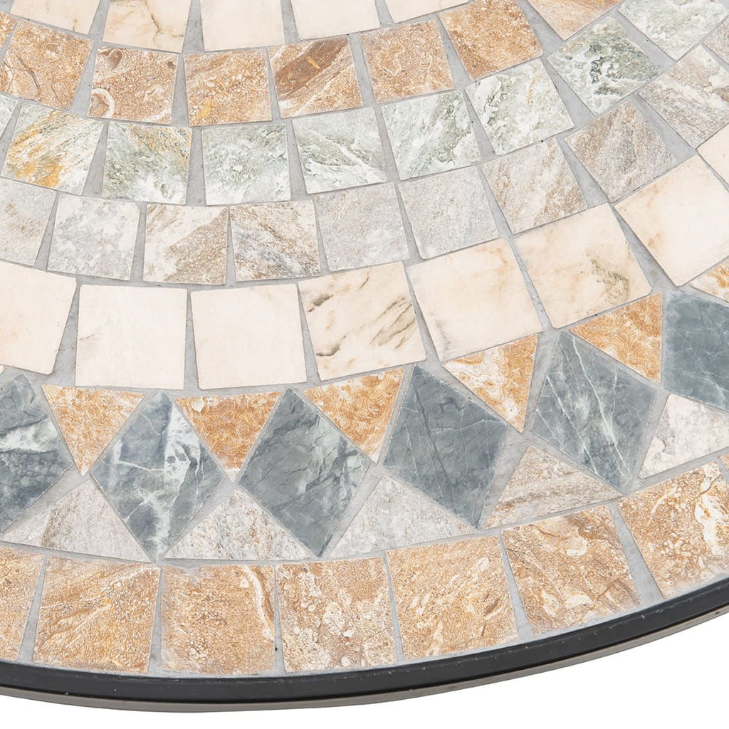 Nærbilde av bordben i svart jern på Hagebord Mosaik jern/mosaikk Ø120 cm - OUTLIV