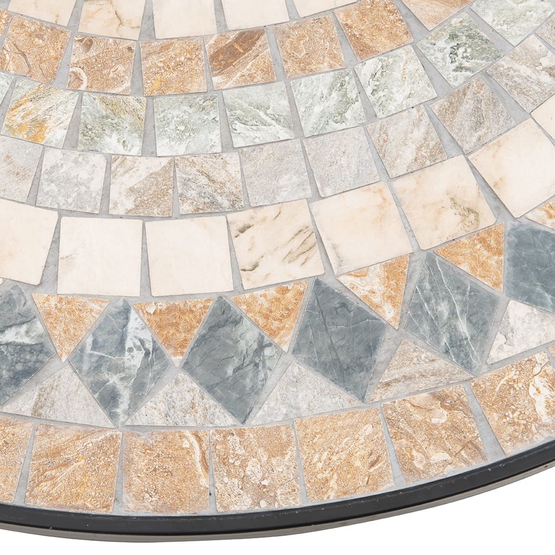 Nærbilde av bordben i svart jern på Hagebord Mosaik jern/mosaikk Ø120 cm - OUTLIV