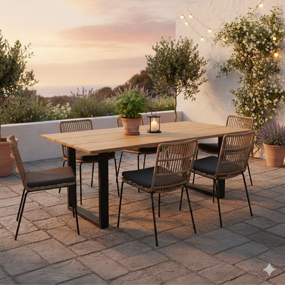 Hagebord Negara rustfritt stål/resirkulert teak 160x90 cm bakside