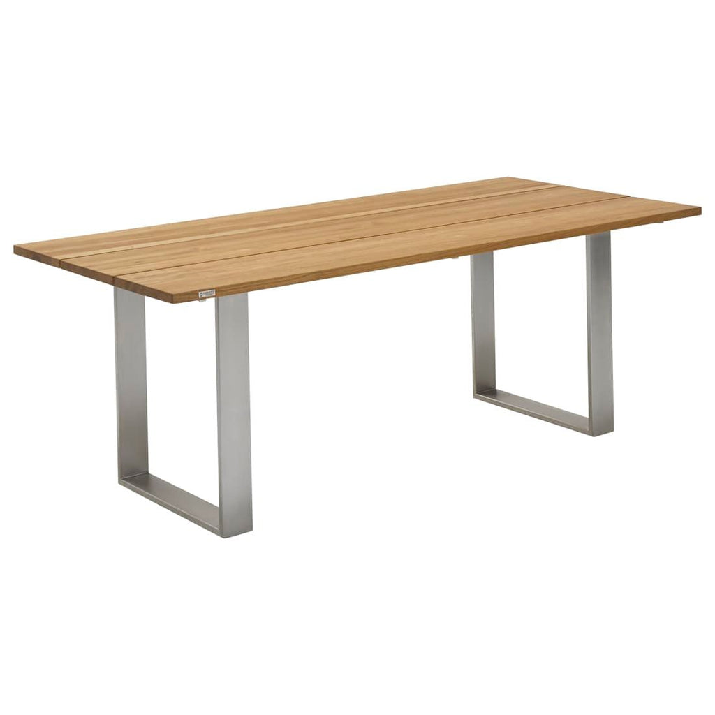 Hagebord Noah 180x95 cm rustfritt stål og teak sett forfra