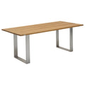 Hagebord Noah 180x95 cm rustfritt stål og teak sett forfra