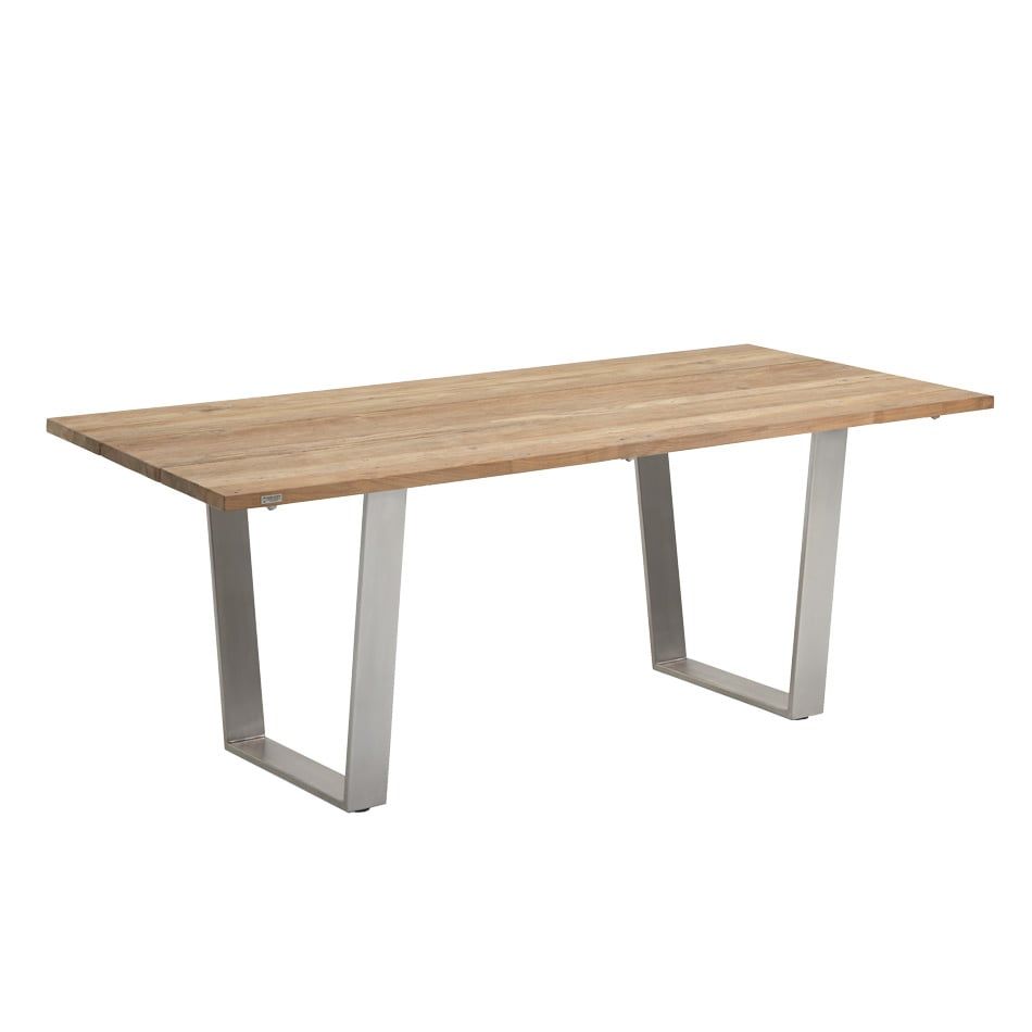 Hagebord Noah 180x95 cm rustfritt stål og resirkulert teak forside