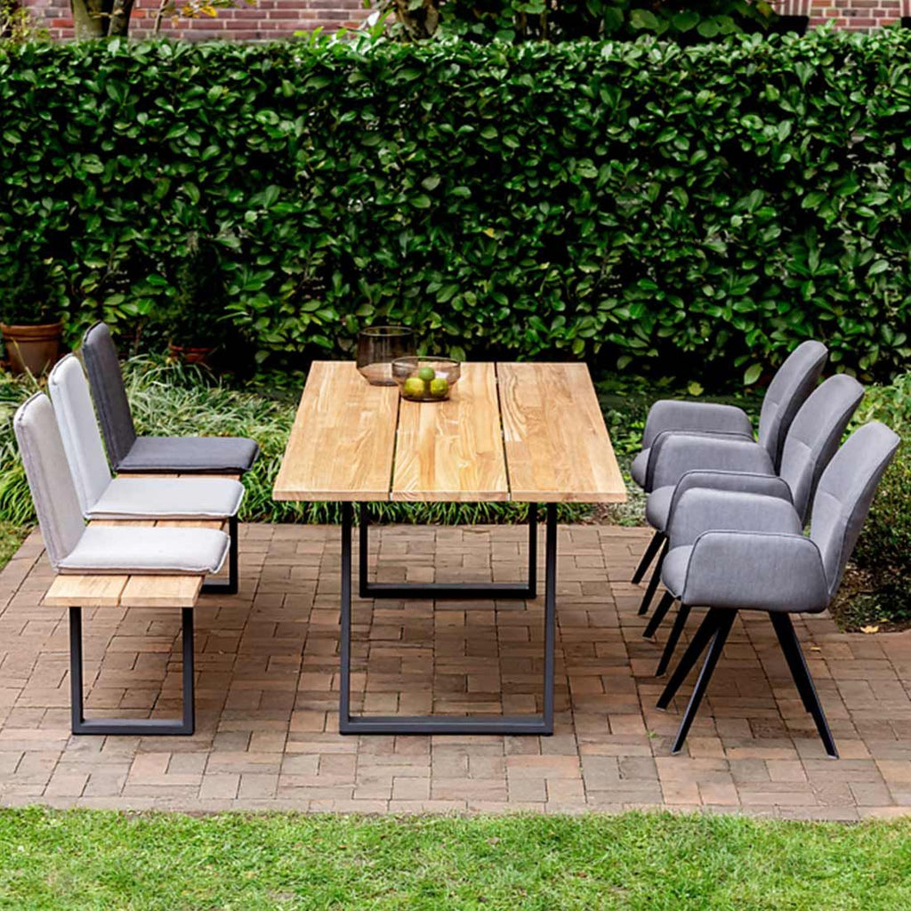 Hagebord Noah aluminium teak 200x95 cm bakside