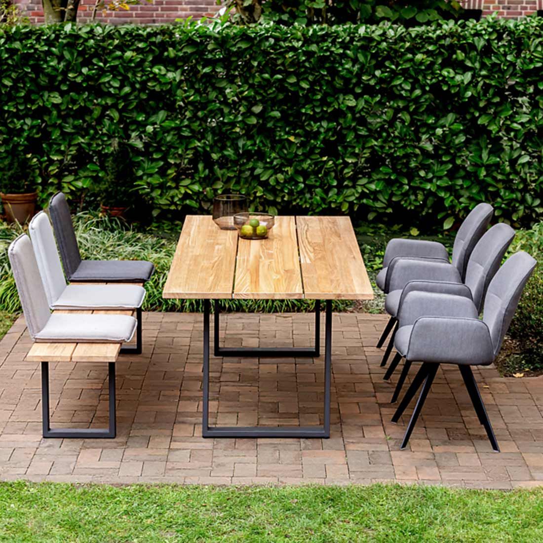 Hagebord Noah aluminium teak 200x95 cm bakside