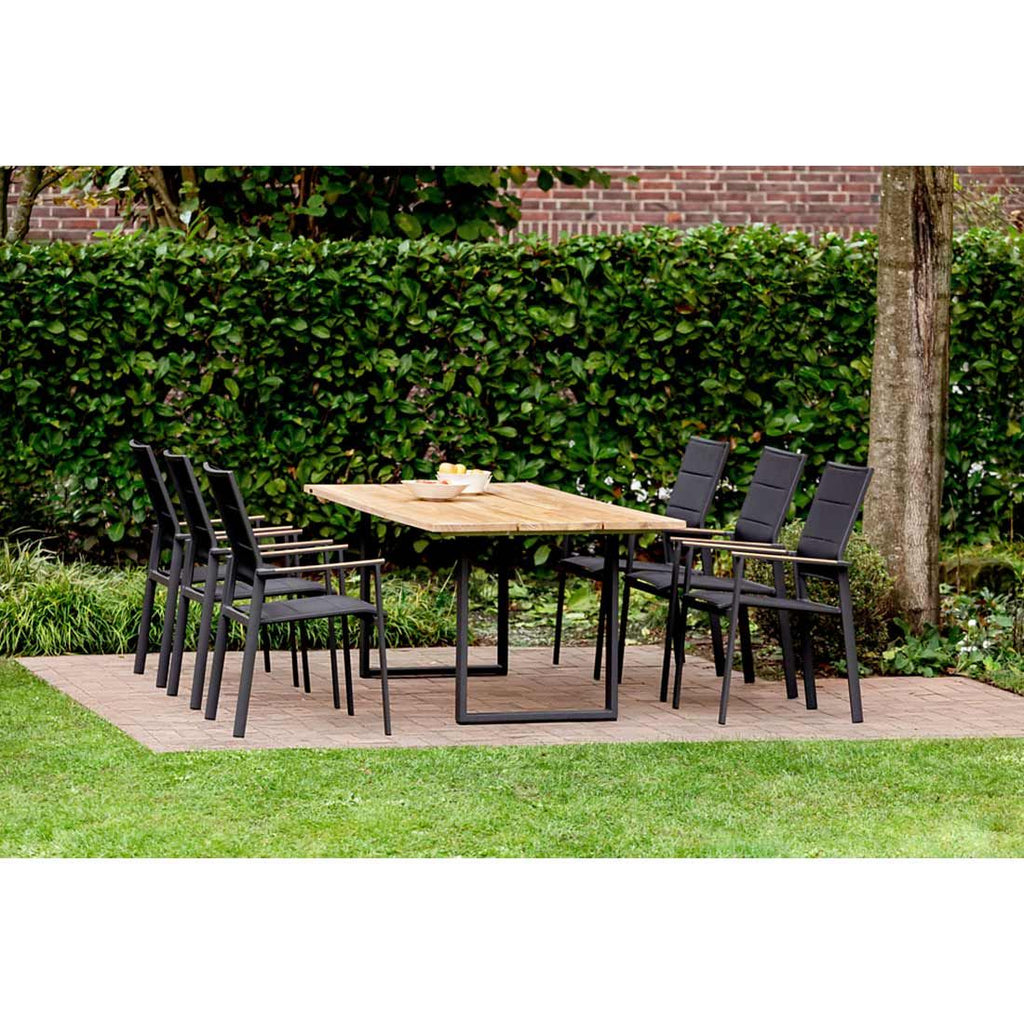 Hagebord Noah aluminium teak 200x95 cm detalj