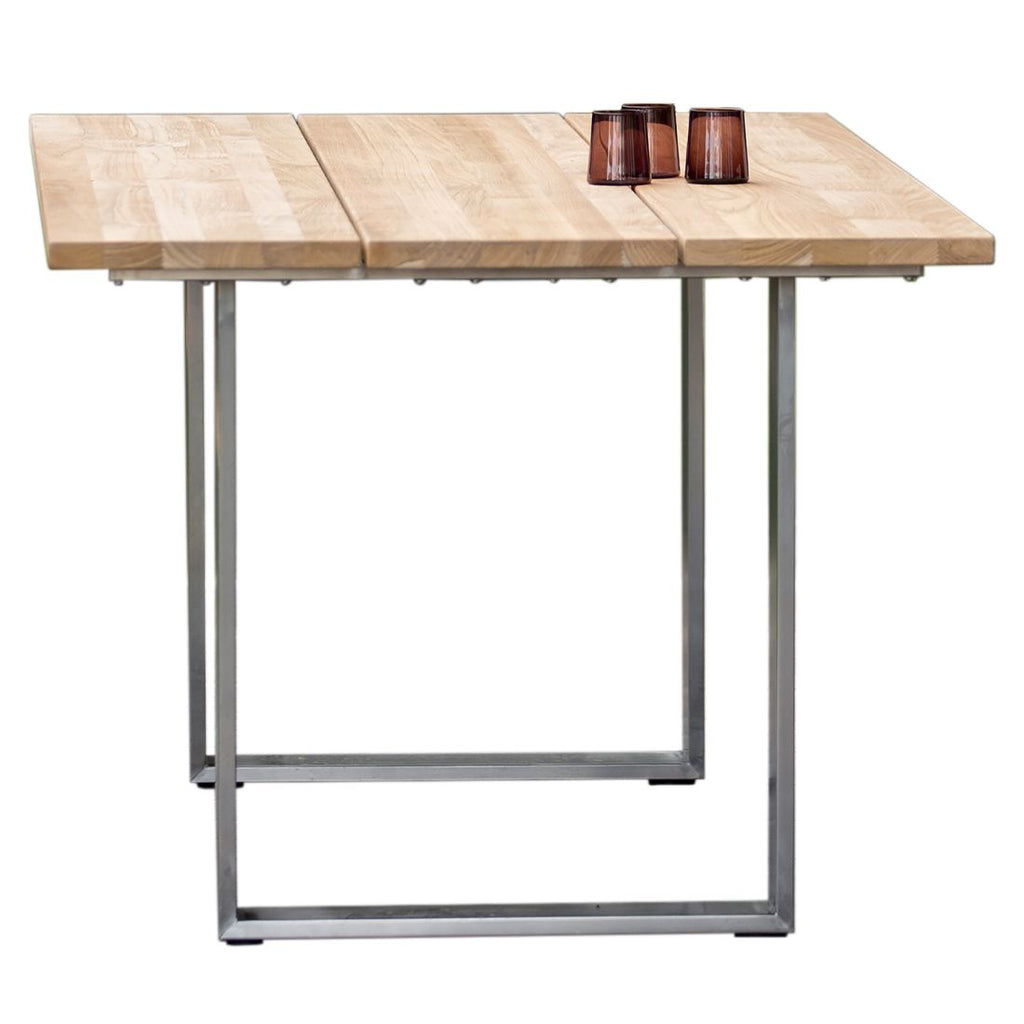Hagebord Noah rustfritt stål/teak 180x95 cm forfra