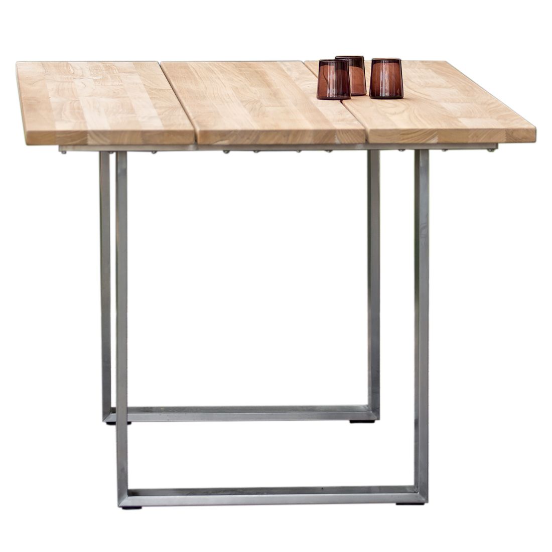 Hagebord Noah rustfritt stål/teak 180x95 cm forfra