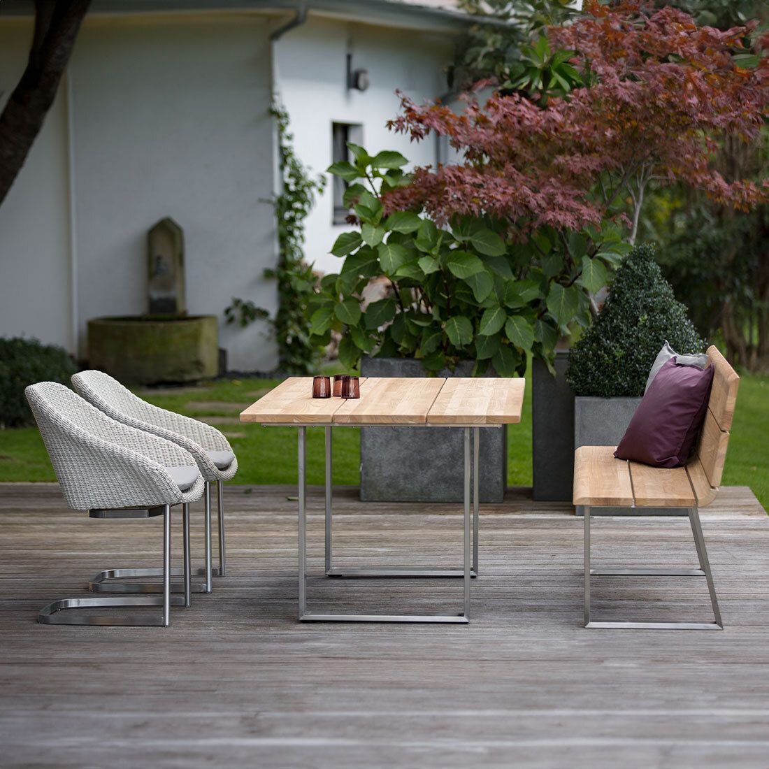 Hagebord Noah rustfritt stål/teak 180x95 cm bakside