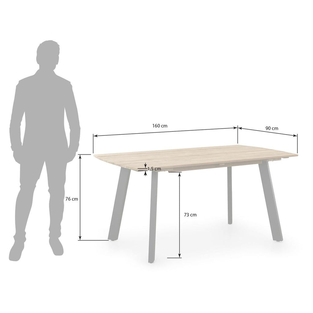 Hagebord Ohio II aluminium resirkulert teak bakside