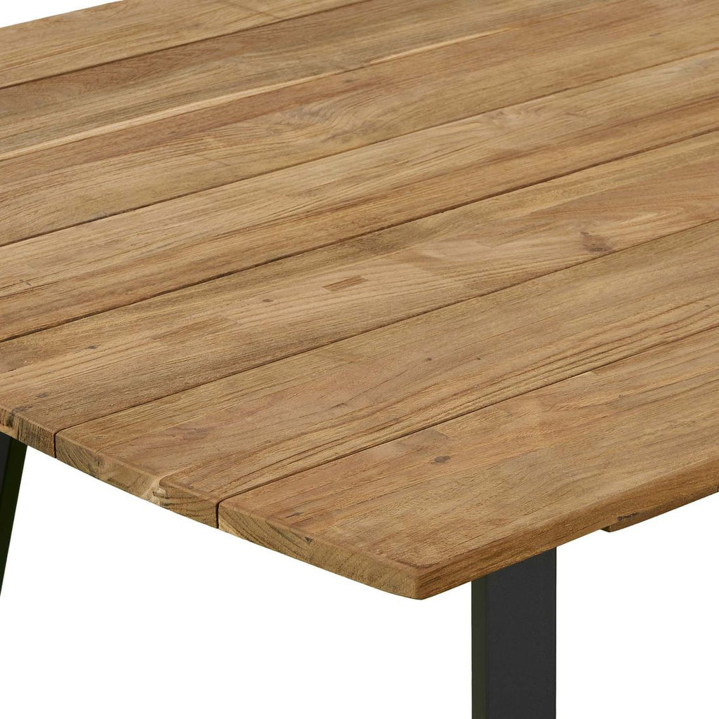 Hagebord Ohio II aluminium resirkulert teak nærbilde av ramme