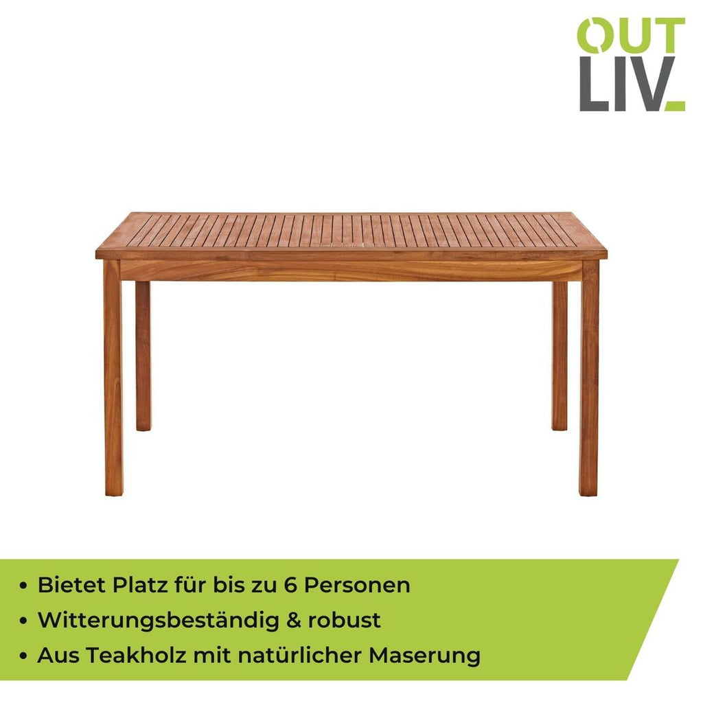 Hagebord Ontario 150x90 cm ECO-teak - OUTLIV sett fra siden