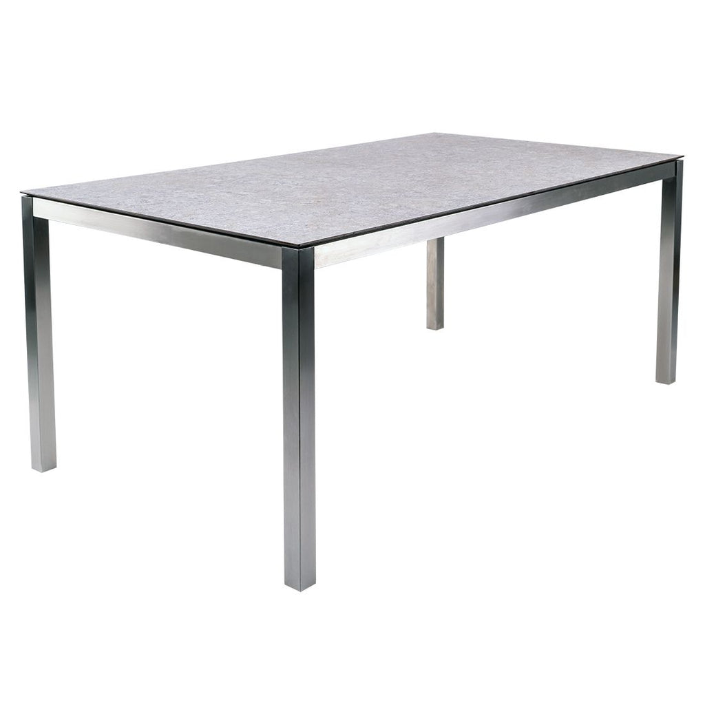 Hagebord Opus 180x100 cm rustfritt stål/HPL sandstein forfra