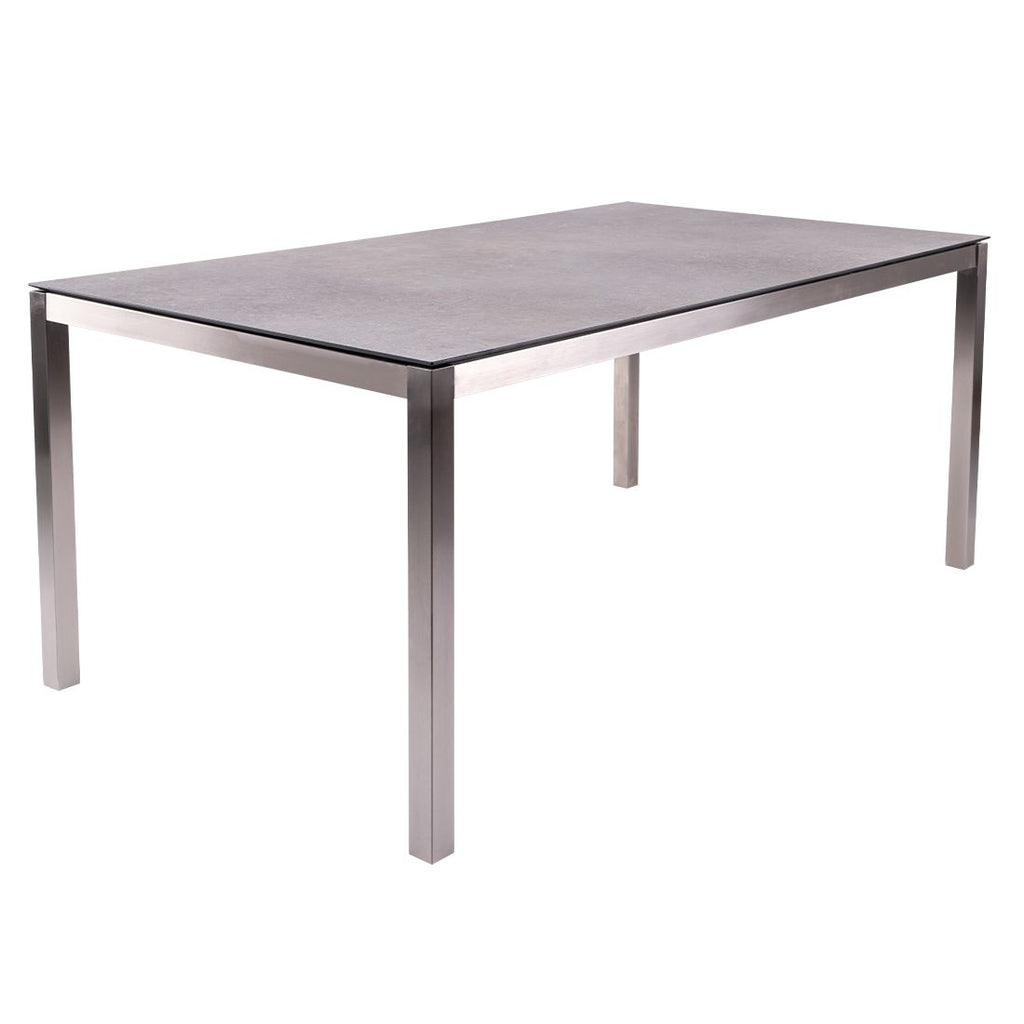 Hagebord Opus 180x100 cm rustfritt stål HPL scratched grey forfra