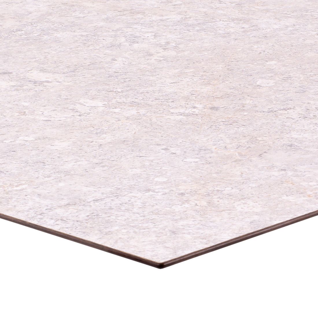 Detalj av bordplate på Hagebord Opus rustfritt stål/HPL 210x100 cm sandstein
