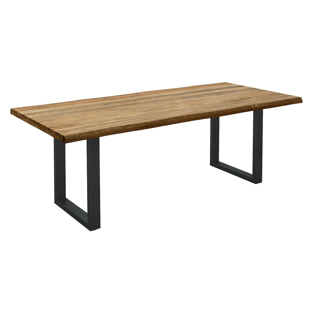 Hagebord Orlando rustfritt stål/teak 160x90 cm forfra