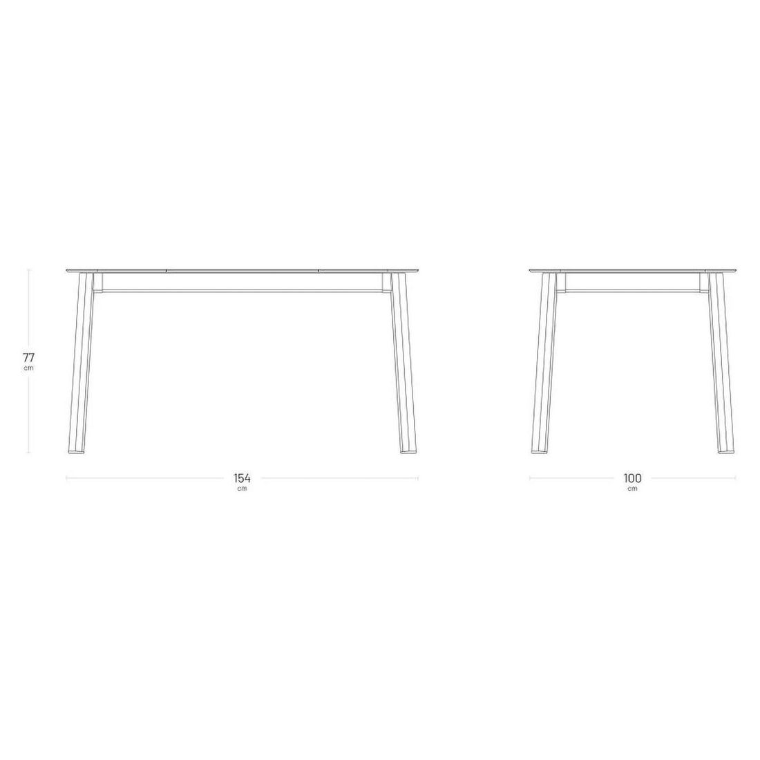 Hagebord Oron 154x100 cm aluminium HPL Lafuma sett fra siden