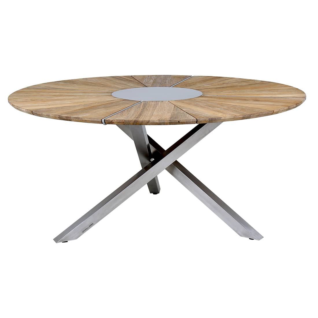 Hagebord Oryx Edge rustfritt stål/teak Ø160 cm Zebra forside