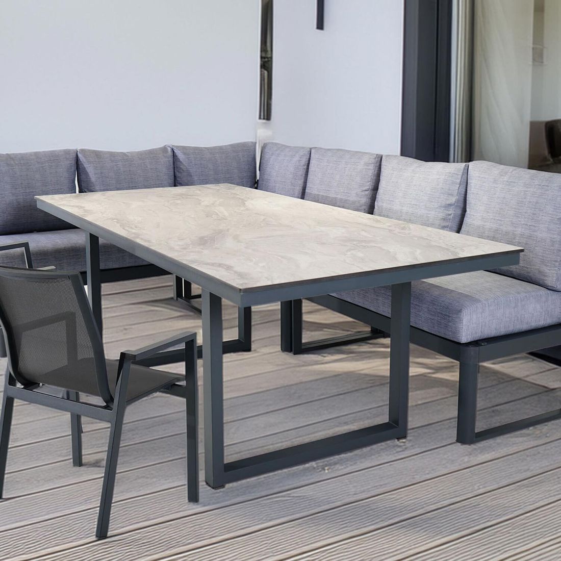 Hagebord Pandora 200x100 cm aluminium HPL antrasitt bakside