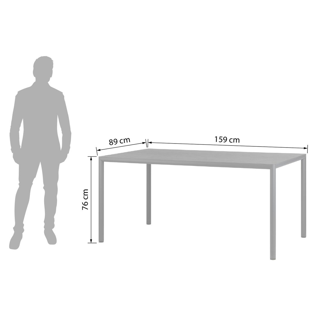 Nærbilde av ben på Hagebord Piave 159x89 cm aluminium HPL