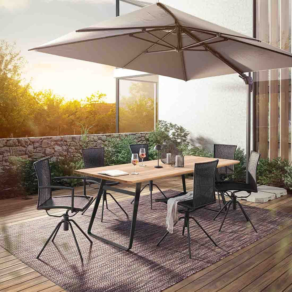 Hagebord Portugal 160x95 cm stål/teak bakside