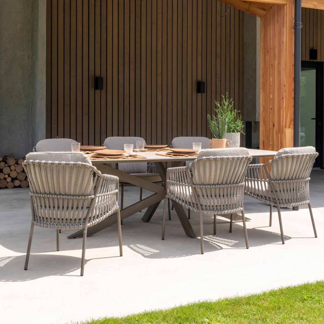 Hagebord Prado 240x105 cm rustfritt stål/keramikk bakside