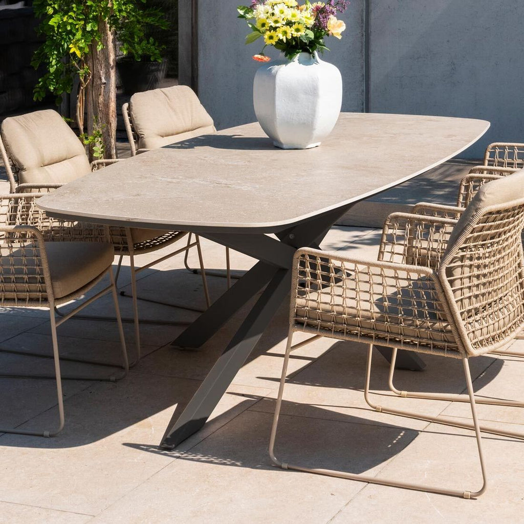 Hagebord Prado 240x105 cm rustfritt stål/keramikk bakside