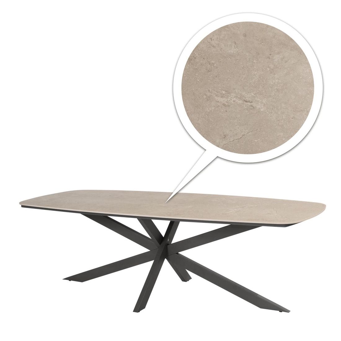 Montert Hagebord Prado 240x105 cm rustfritt stål/keramikk på terrasse