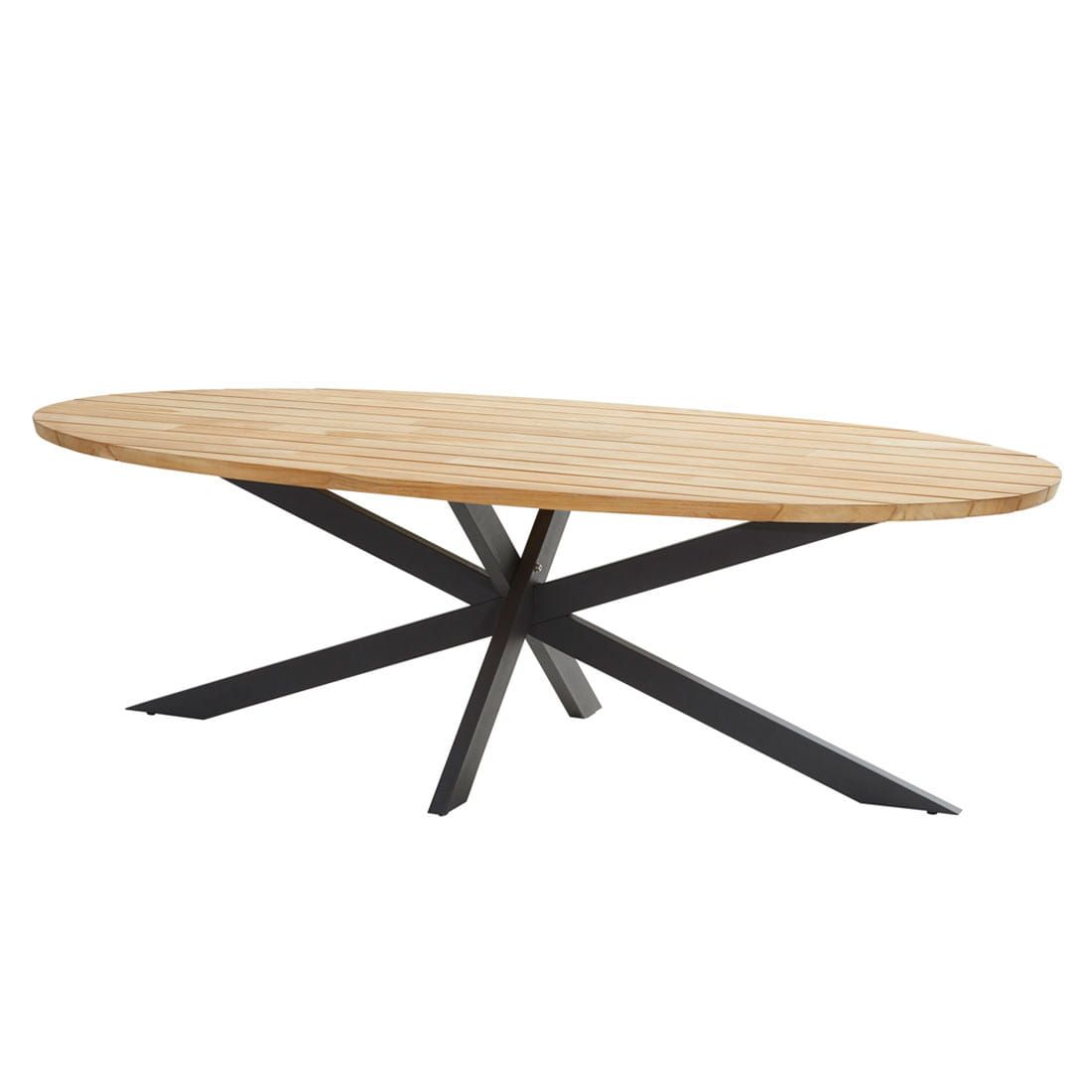 Hagebord Prado 240x115 cm rustfritt stål og teak sett forfra