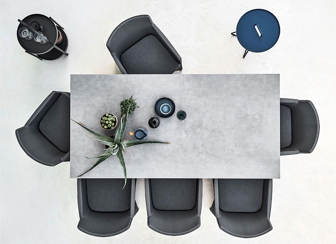 Hagebord Pure 200x100 cm aluminium/keramikk taupe detalj bordplate