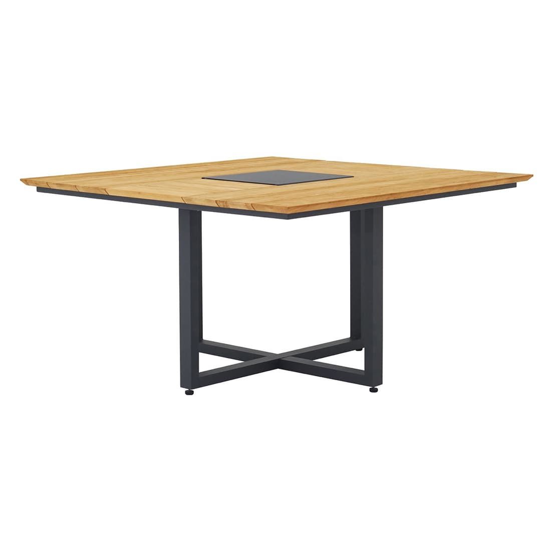 Hagebord Quadux aluminium/resirkulert teak 140x140 cm forfra